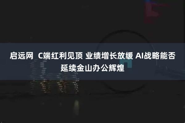 启远网  C端红利见顶 业绩增长放缓 AI战略能否延续金山办公辉煌