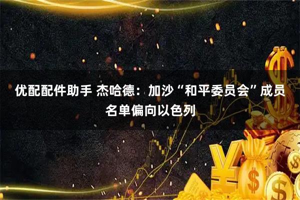 优配配件助手 杰哈德：加沙“和平委员会”成员名单偏向以色列